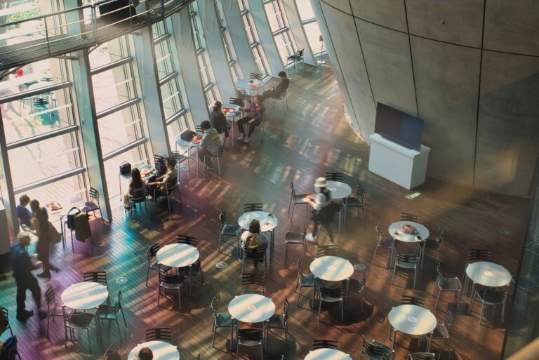 contemporary indoor cafe with natural light